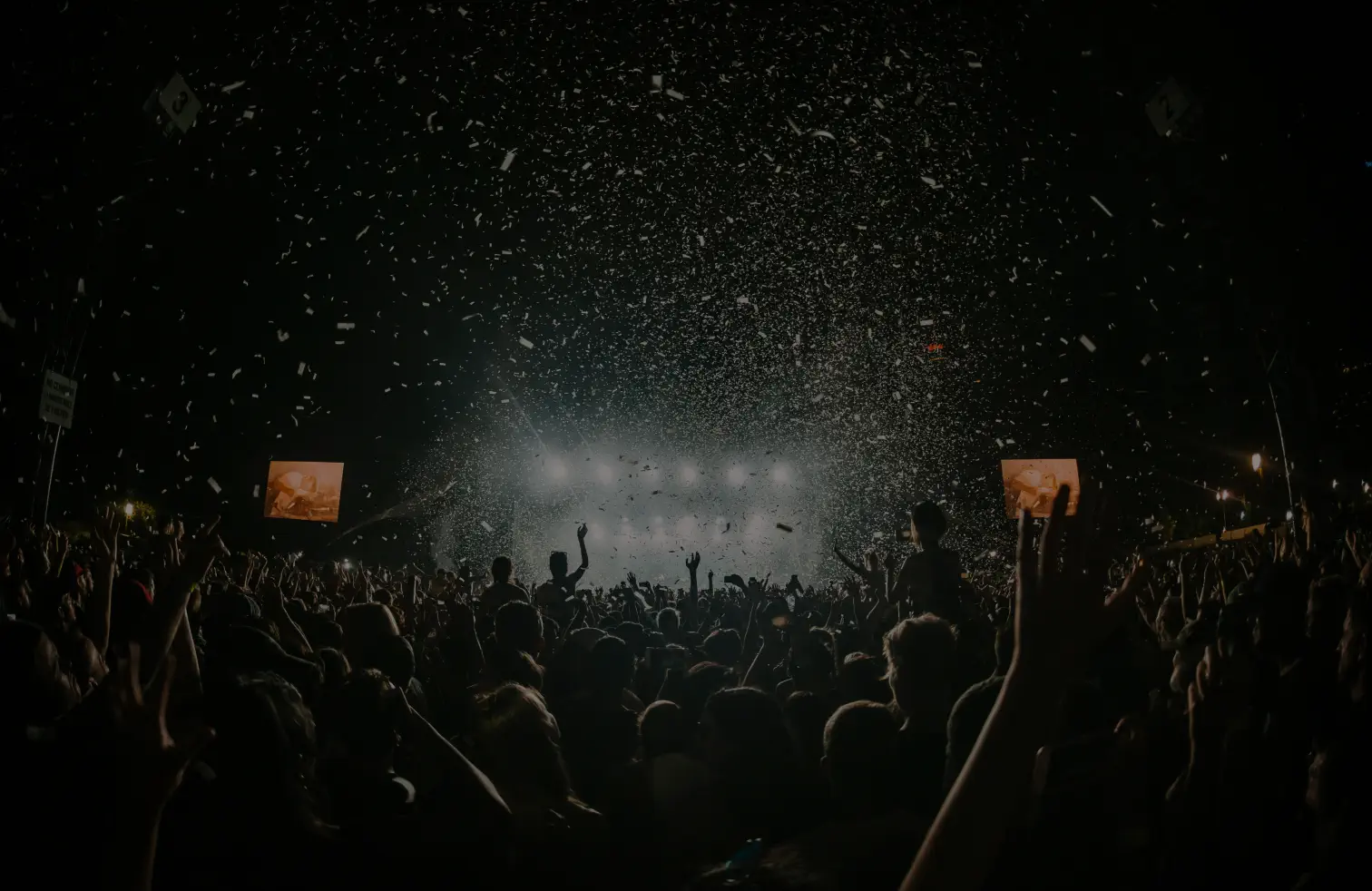 Crowd enjoying a nighttime concert